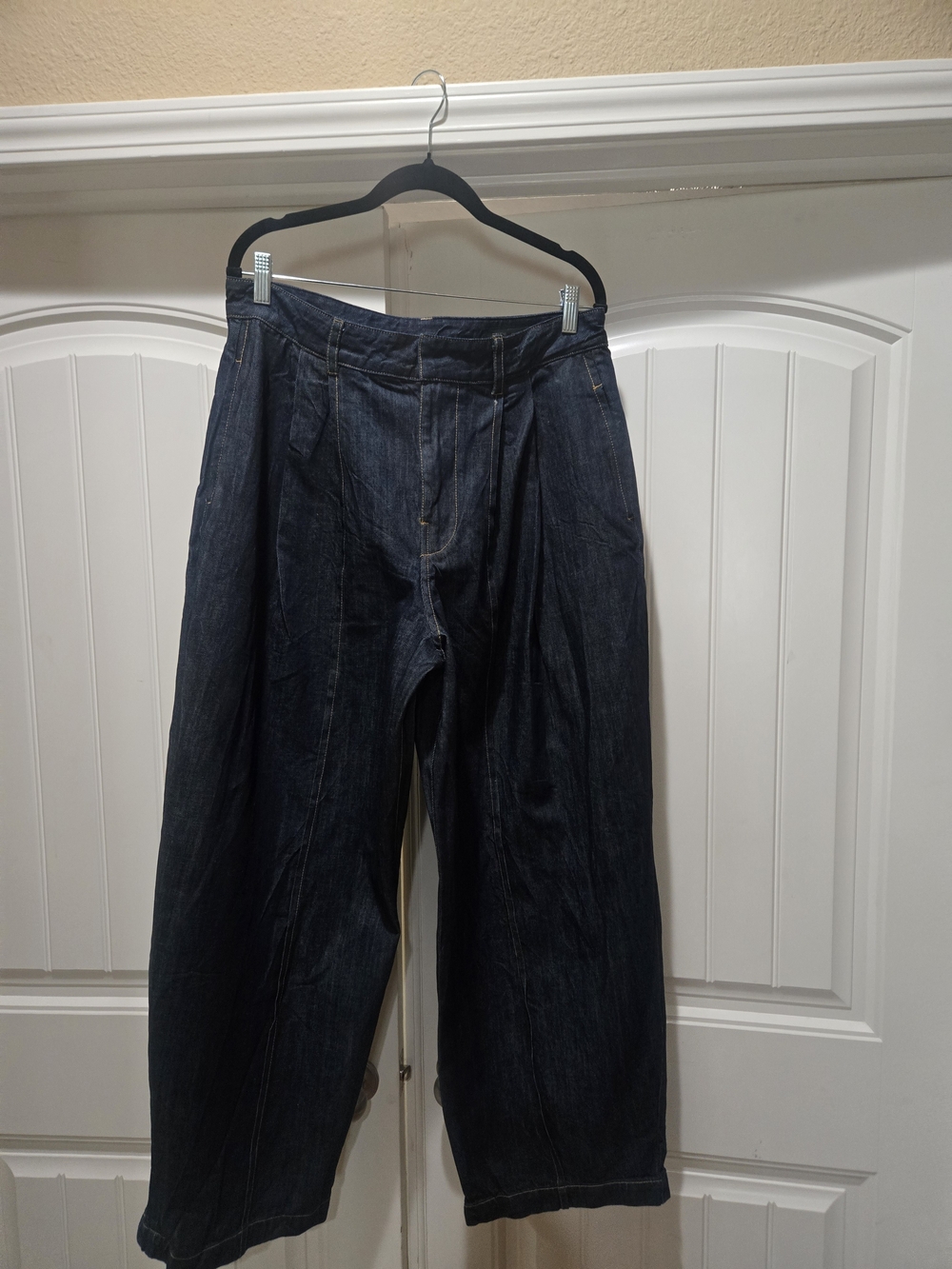 Zara Women Dark Indigo Relaxed Wide-Leg Barrel Jean Size 12 EUC